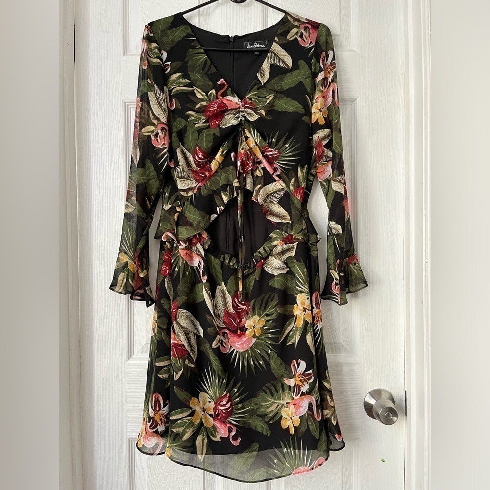 Sam Edelman Floral Dress Flamingo Bell Size 10